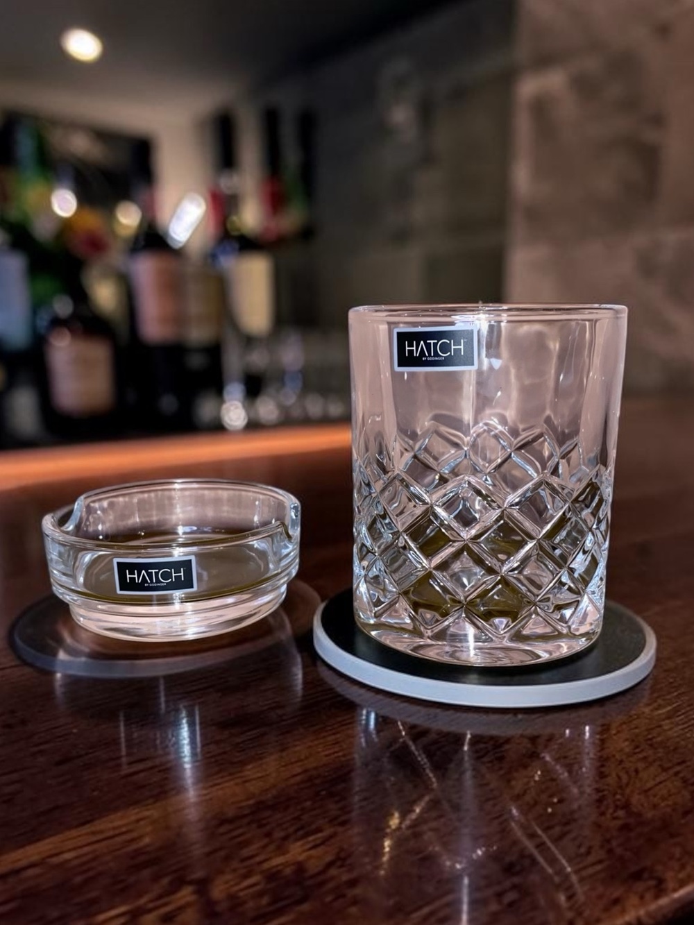 GODINGER “Hatch” Stackable Whiskey Cigar Glass Tumbler/Ashtray Set New in Box - Picture 4 of 7